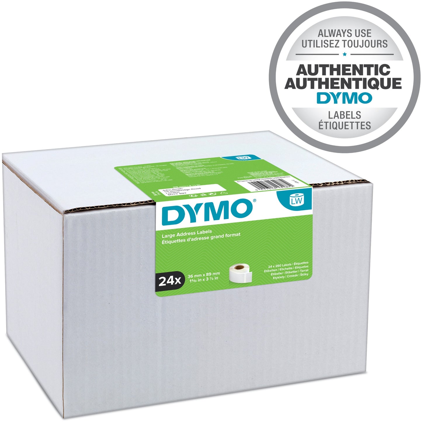 DYMO 13187/S0722390 DirectLabel-etikettes white 36mm x 89mm Pack=24 for Dymo LW 550 Labels