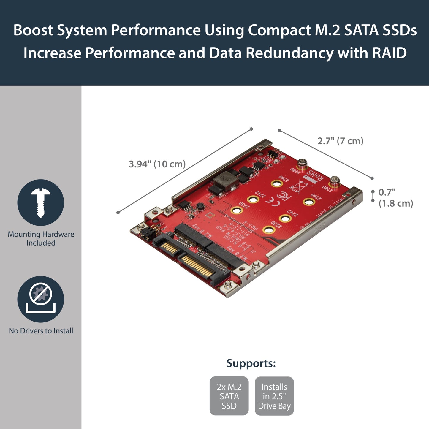 StarTech.com M.2 to SATA Adapter for M.2 SATA SSDs, Dual Slot M2 Drive Host Hub