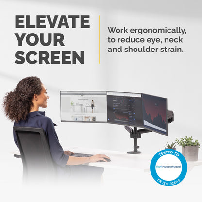 Fellowes Platinum Series Triple Monitor Arm - Monitor Mount for Three 7KG 27 Inch