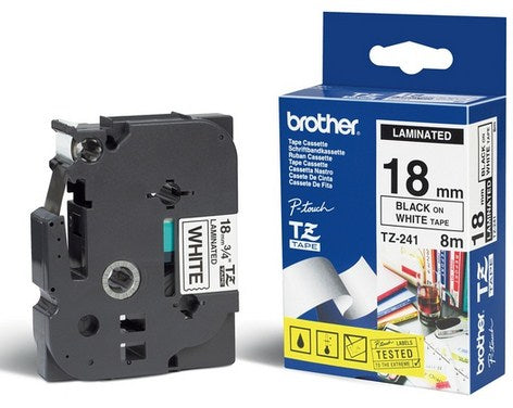 Brother TZE-241 DirectLabel black on white Laminat 18mm x 8m for Brother P-Touch TZ Labels