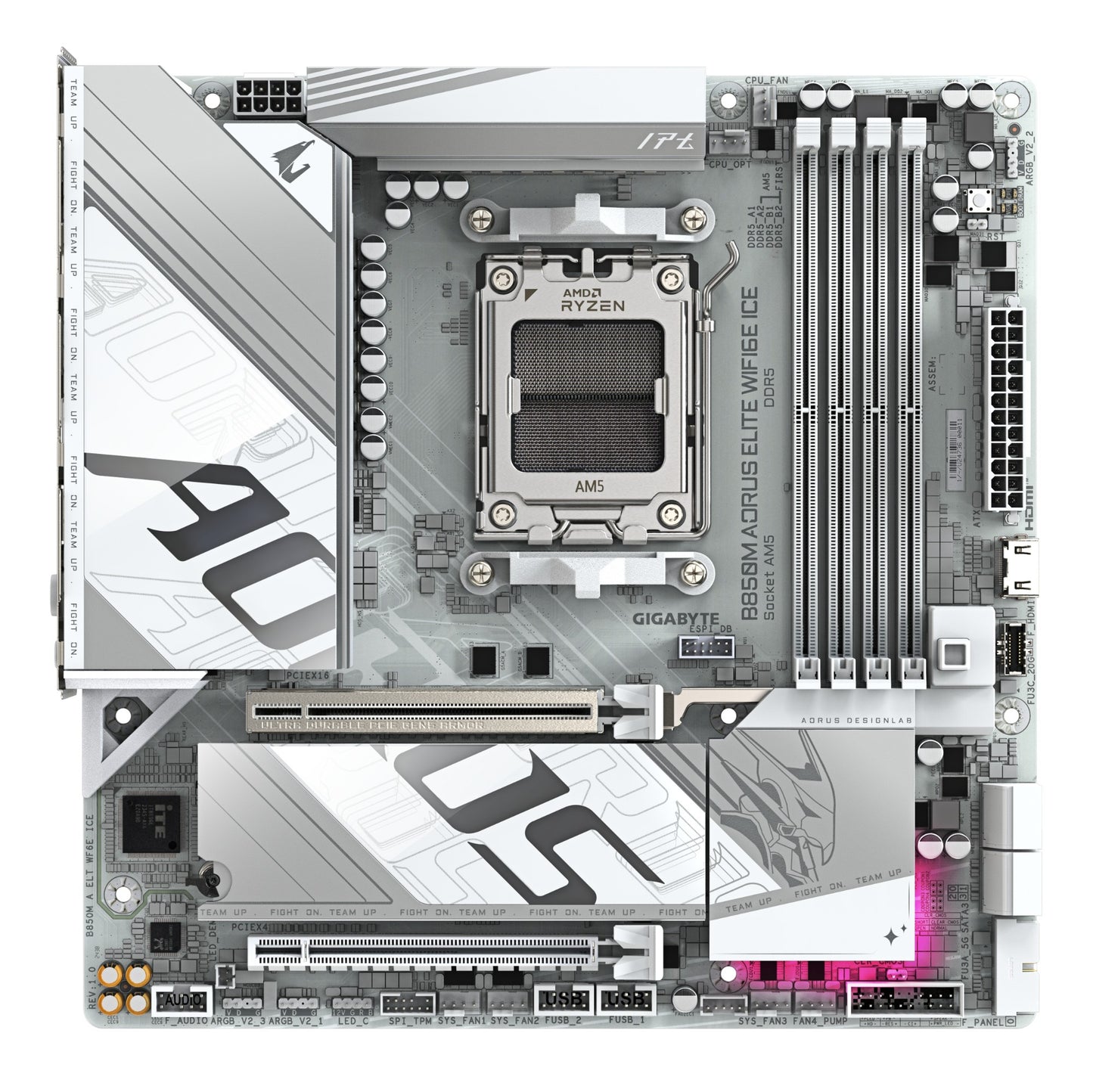 Gigabyte B850M AORUS ELITE WIFI6E ICE Motherboard- AMD Ryzen 9000 Series CPUs