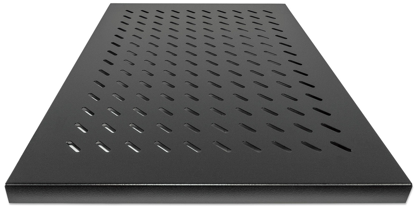 Intellinet 19" Fixed Shelf, 1U, 800mm Depth, Heavy-Duty, Max 100kg, Black Rack