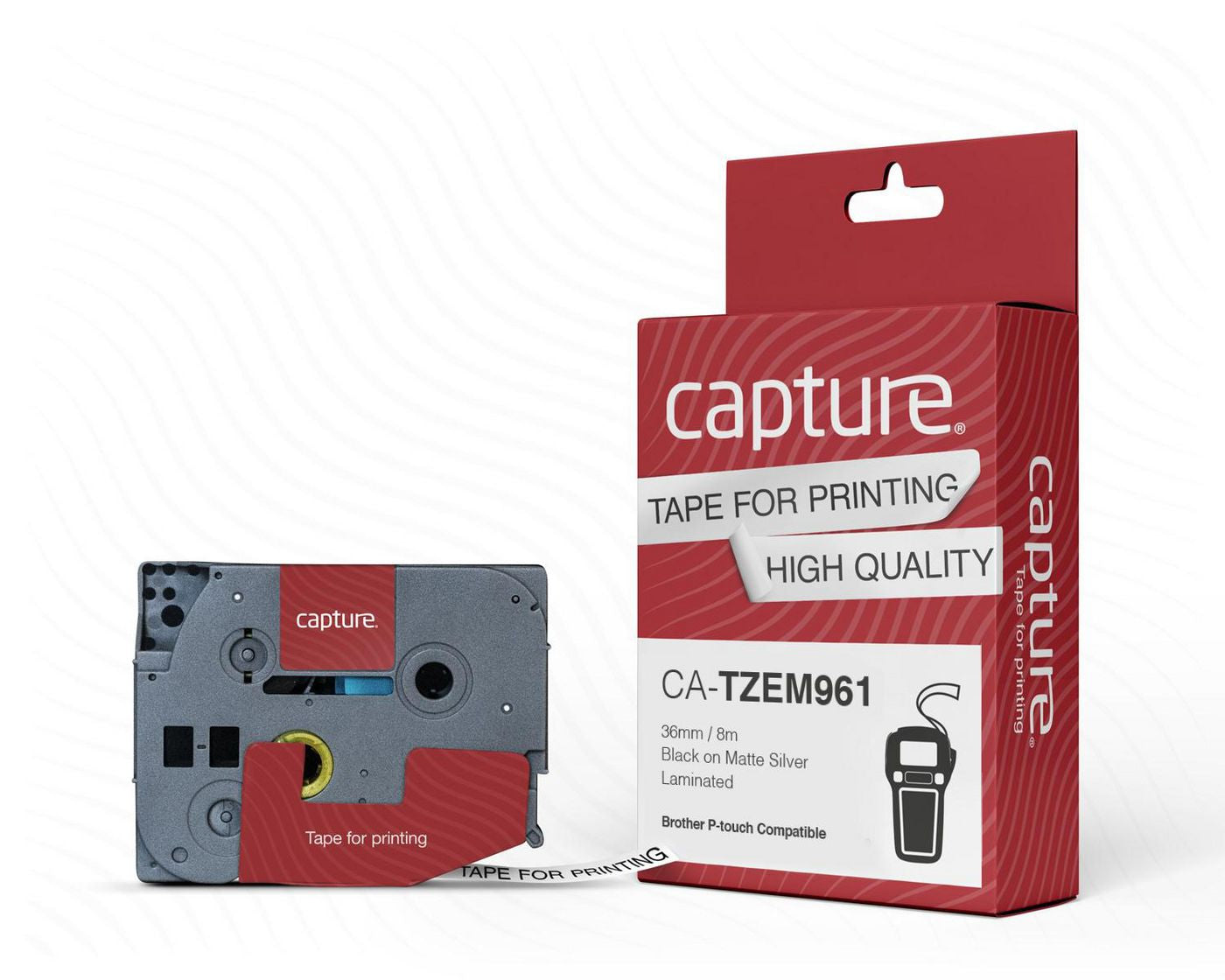 CAPTURE CA-TZEM961 label-making tape Black on silver Labels