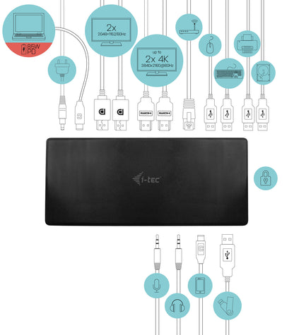i-tec Quattro Display Power USB-C Docking Station 85W