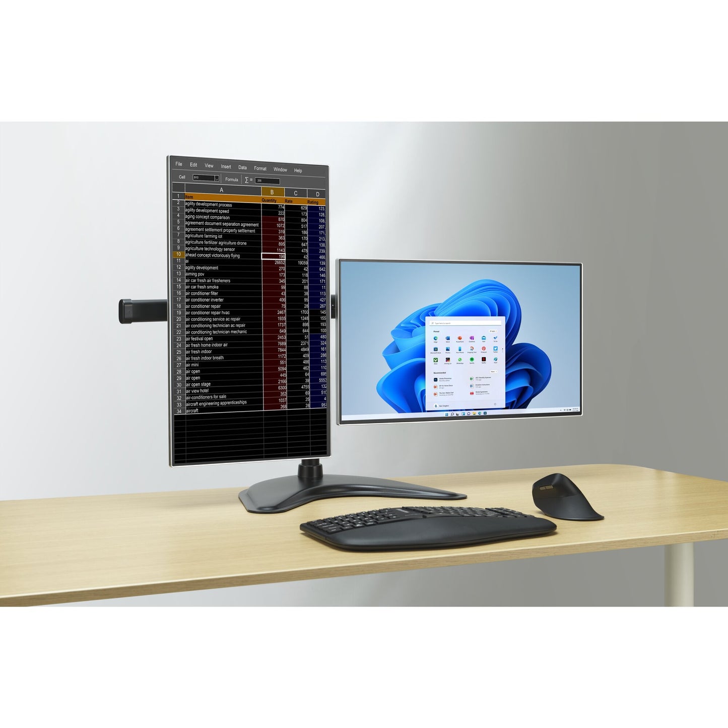 Kensington SmartFit Ergo Freestanding Dual Monitor Stand Mount
