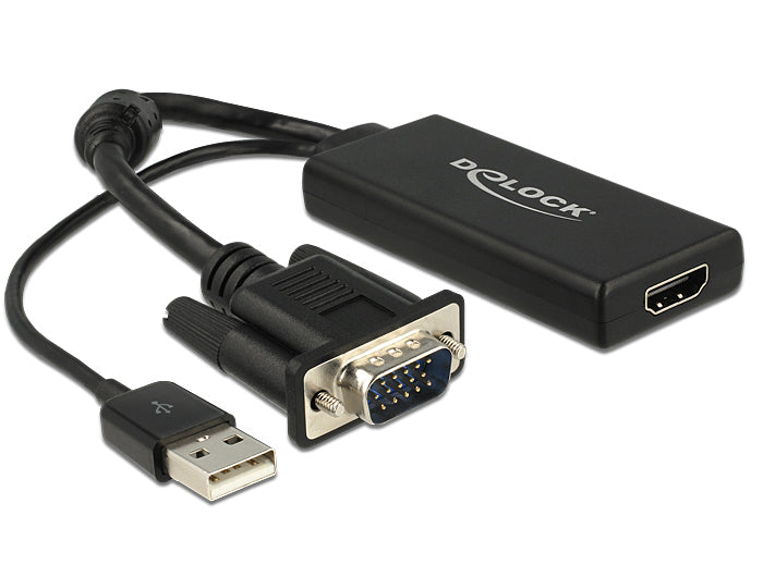 DeLOCK 0.25m VGA+USB2.0-A/HDMI VGA (D-Sub) + USB Black Cable