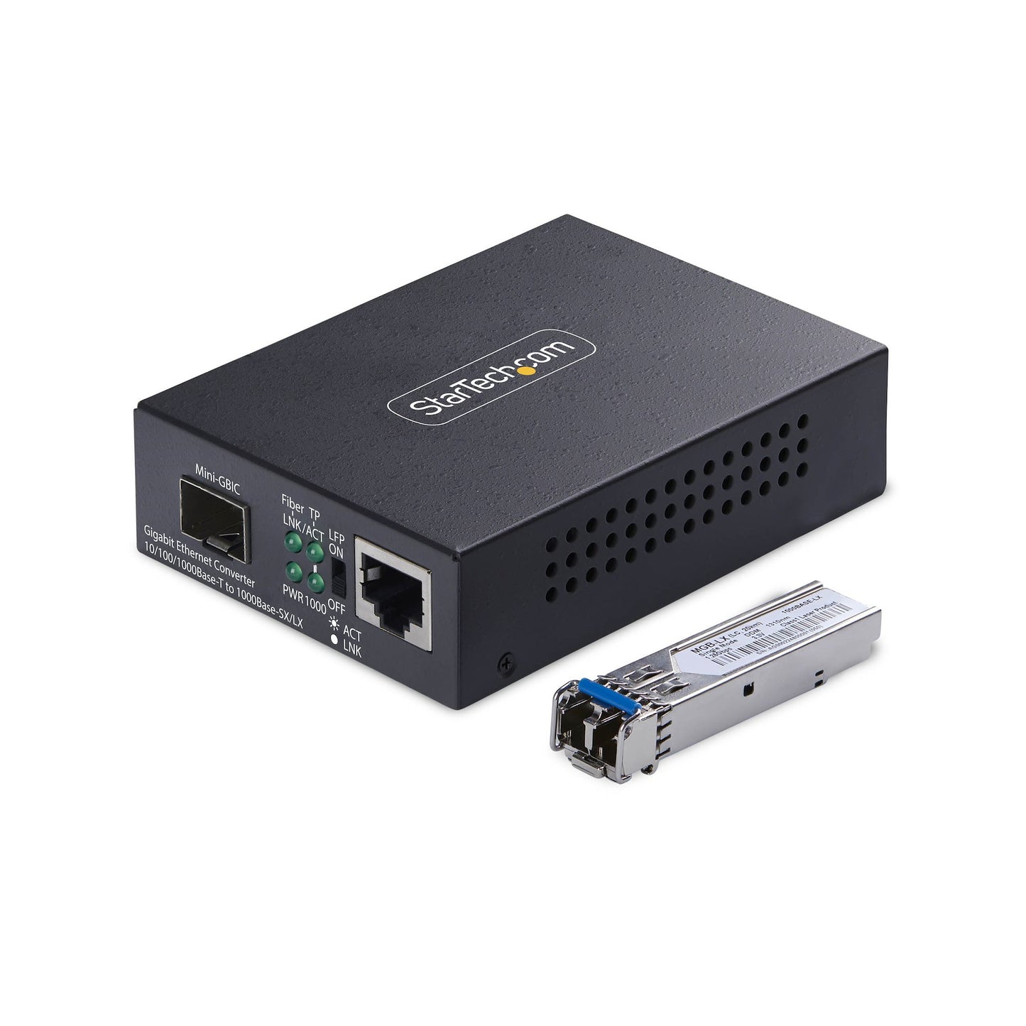 StarTech.com Single-Mode (SM) LC Fiber Media Converter for 10/100/1000 Networks, Standalone Gigabit Ethernet to Fiber Converter, 40km - TAA Networking