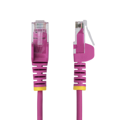 StarTech.com 15m Pink Slim CAT6 Ethernet Cable, Snagless, 100W PoE, UTP, LSZH, 28AWG