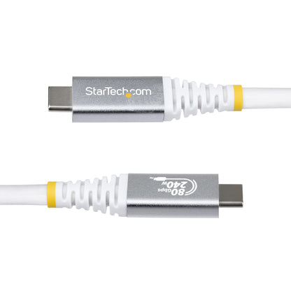 StarTech.com 1.5m (5ft) USB4 Cable, 80Gbps, USB-IF Certified USB-C Cable, 240W PD (White)