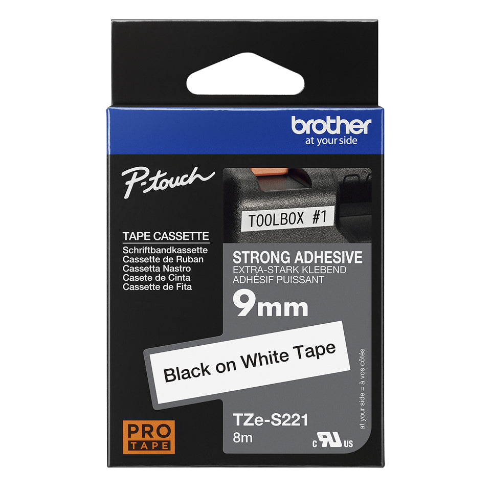 Brother TZE-S221 DirectLabel black on white extra strong Laminat 9mm x 8m for Labels