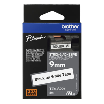 Brother TZE-S221 DirectLabel black on white extra strong Laminat 9mm x 8m for Labels