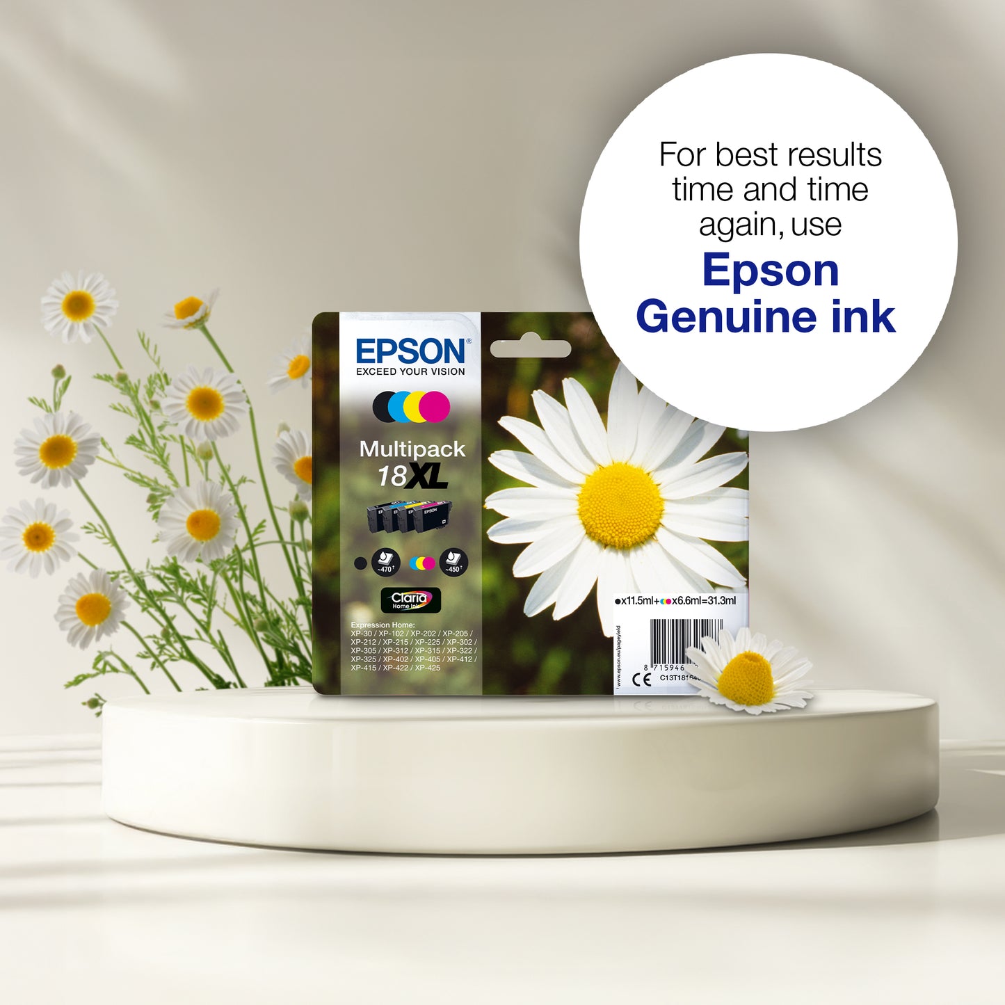 Epson C13T18014012/18 Black Ink Cartridge (175 pages, Epson XP 30)