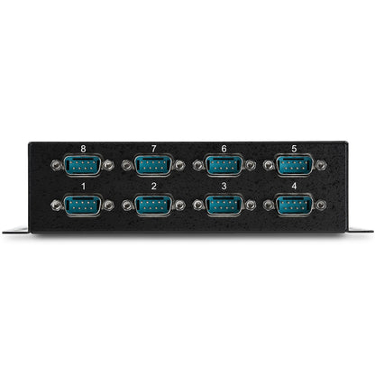 StarTech.com 8 Port USB to DB9 RS232 Serial Adapter Hub – Industrial DIN Rail and