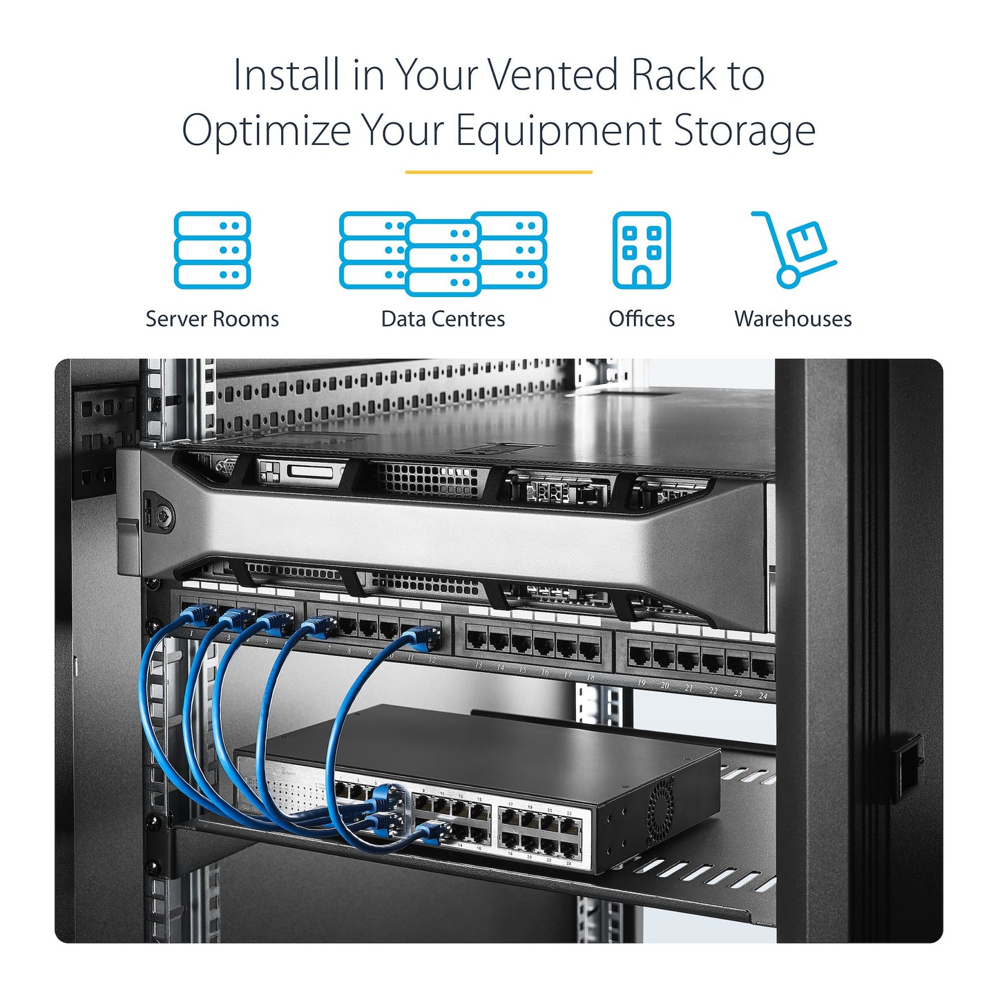 StarTech.com 2-Pack 1U Server Rack Shelf, Vented Universal Rack Mount Cantilever