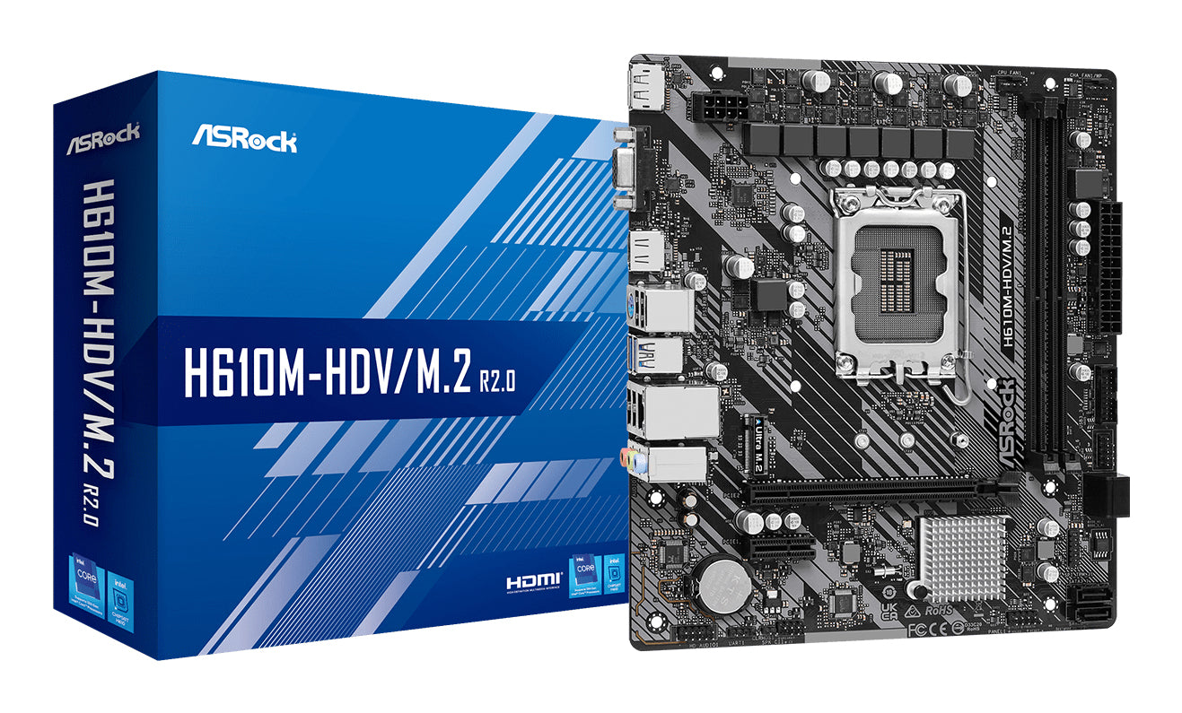 Asrock H610M-HDV/M.2 R2.0 Intel H610 LGA 1700 micro ATX Motherboard