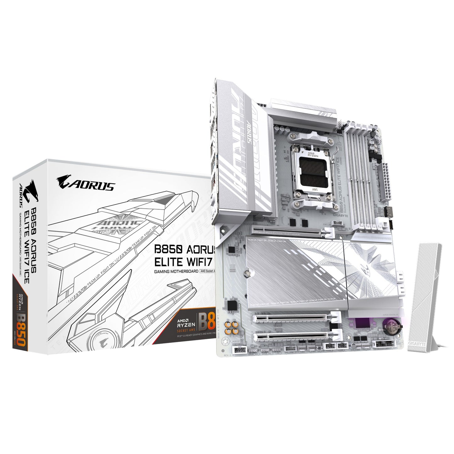 Gigabyte B850 AORUS ELITE WIFI7 ICE Motherboard - AMD Ryzen 9000 Series CPUs, 14+2+2