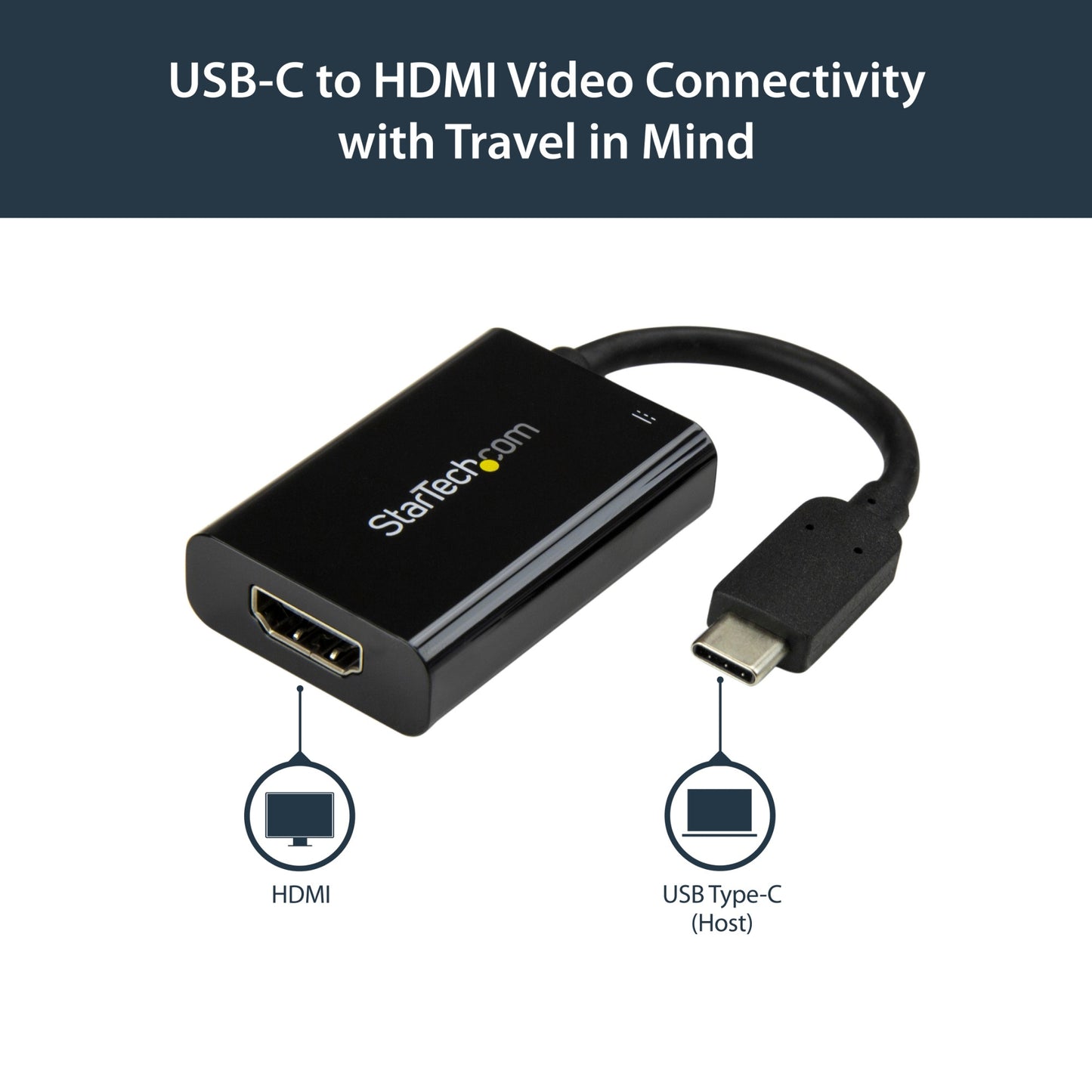 StarTech.com USB C to HDMI 2.0 Adapter with Power Delivery - 4K 60Hz USB Type-C to Hub