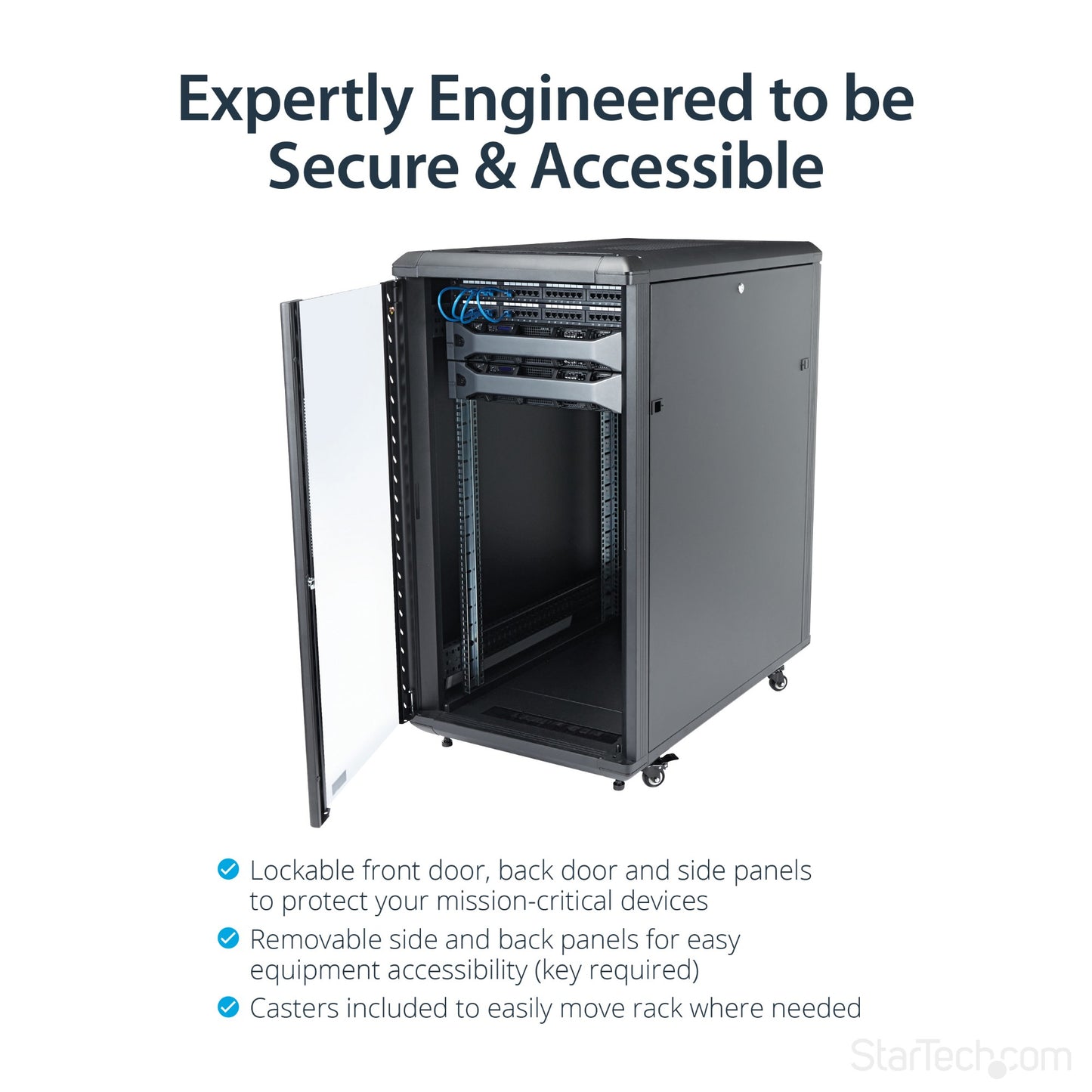StarTech.com 22U Enterprise-Grade Flat Pack Server Rack Cabinet, 19in Enclosed