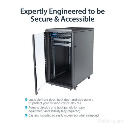StarTech.com 22U Enterprise-Grade Flat Pack Server Rack Cabinet, 19in Enclosed