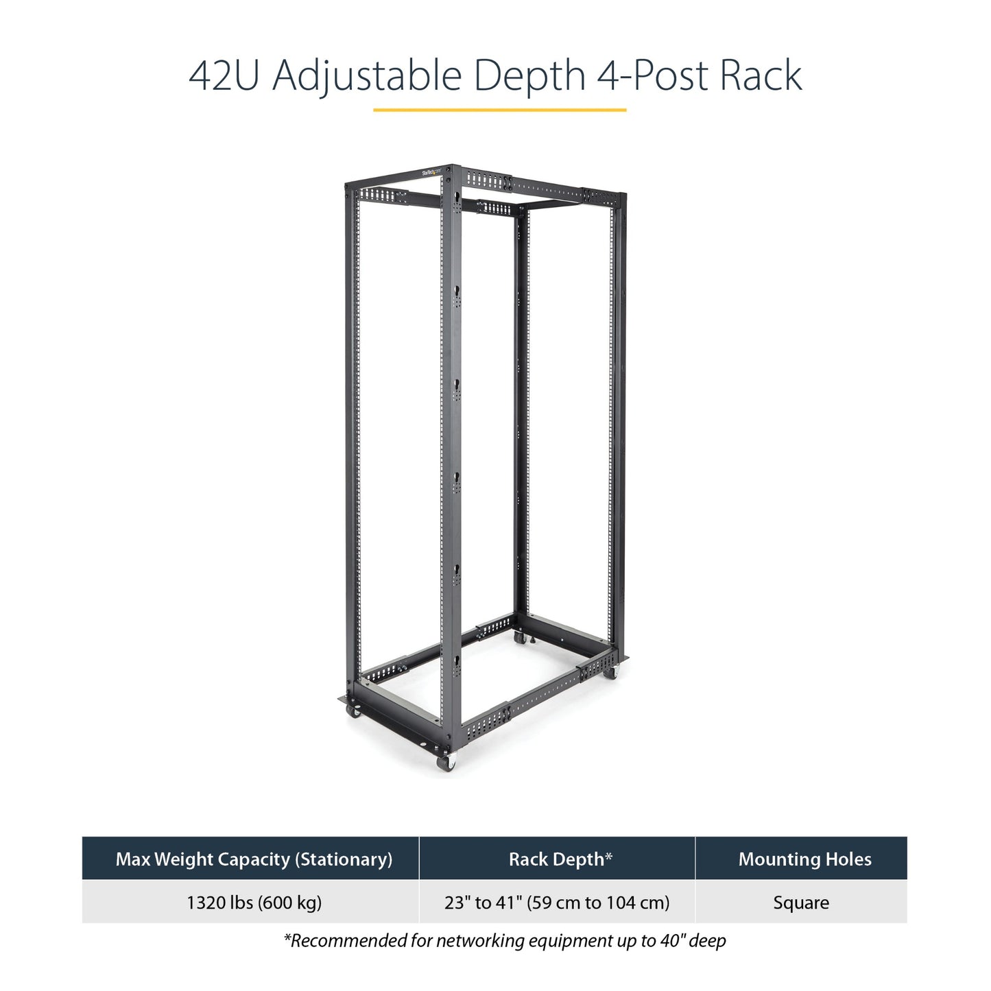 StarTech.com 42U 4-Post Server Rack, 19in Open Frame Rack with 40in (101cm) Mounting