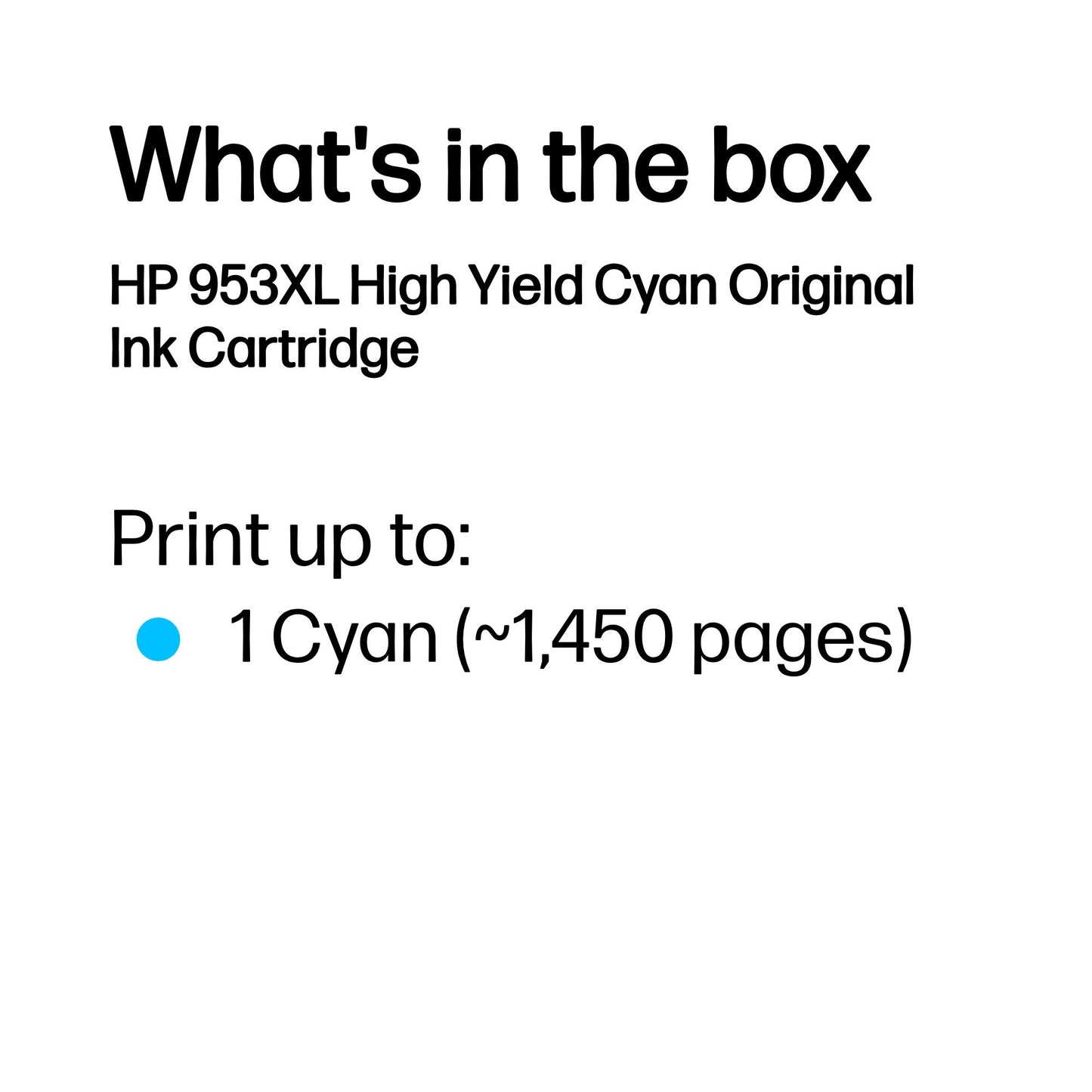 HP F6U16AE/953XL Cyan Ink Cartridge (1.45K pages)