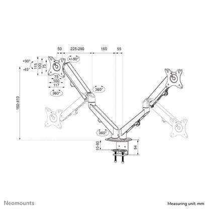 Neomounts DS70-700BL2 Monitor arm 17-27" - gas spring