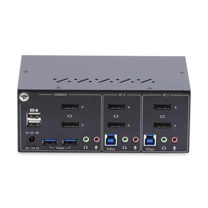 StarTech.com 2-Port Dual-Monitor DisplayPort KVM Switch, 4K 60Hz, 2x USB 5Gbps Hub