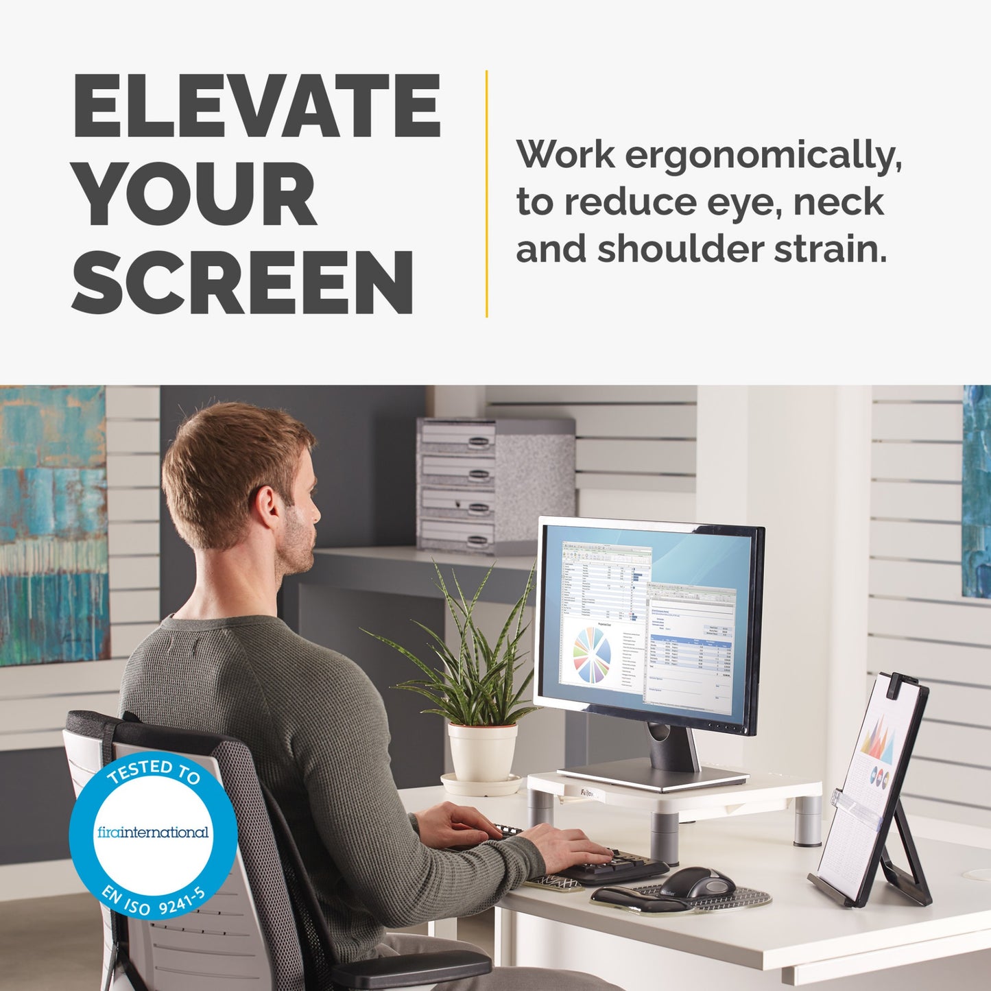 Fellowes Computer Monitor Stand with 3 Height Adjustments - Standard Monitor Riser Mount (91712)