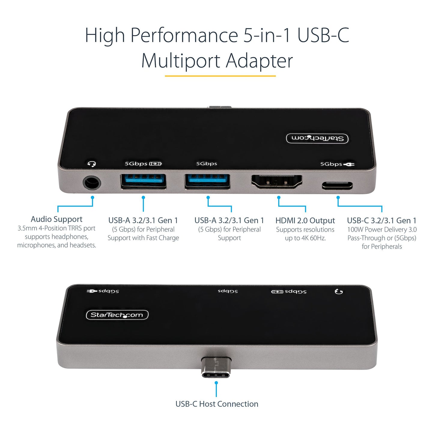 StarTech.com Multiport Adapter 60Hz USB-C Docking Station 100W