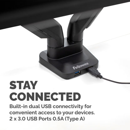 Fellowes Platinum Series Dual Monitor Arm - Monitor Mount for Two 8KG 40 Inch