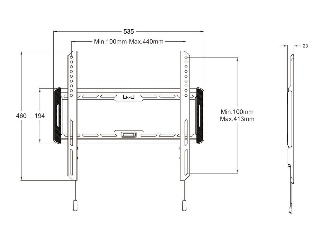 MULTIBRACKETS M Universal Wallmount Fixed Medium Black