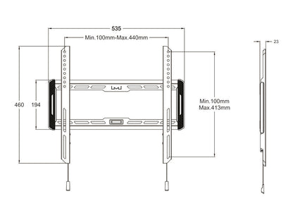 MULTIBRACKETS M Universal Wallmount Fixed Medium Black