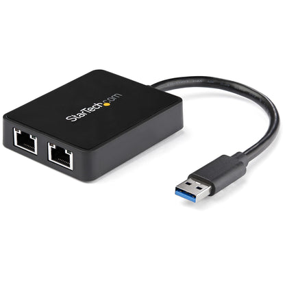StarTech.com USB 3.0 to Dual Port Gigabit Ethernet Adapter w/ USB Port, 10/100/1000