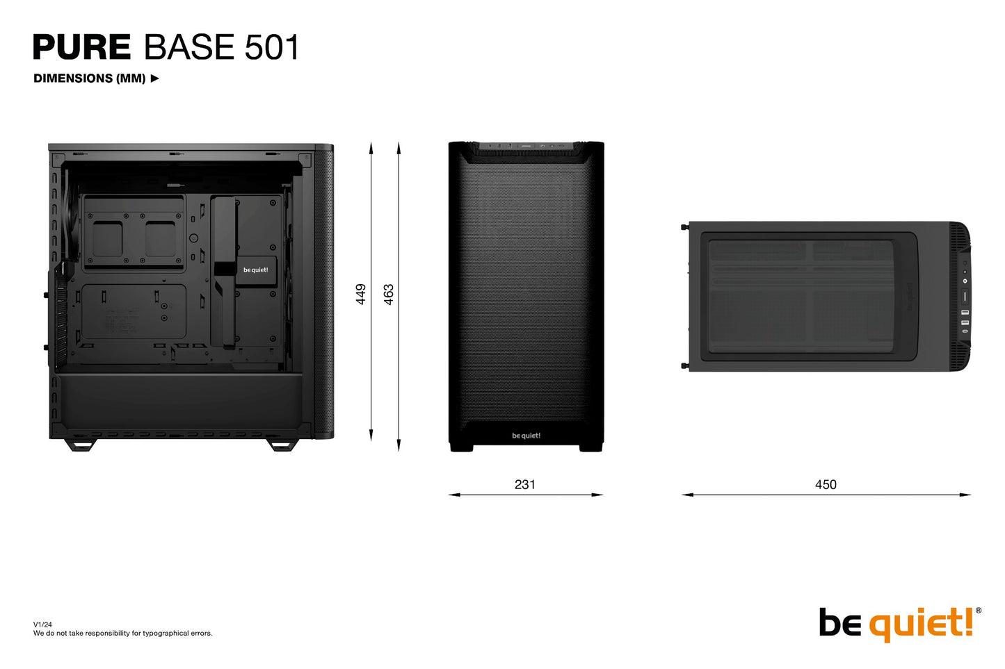 be quiet! PURE BASE 501 Airflow Window Black Midi Tower PC Case