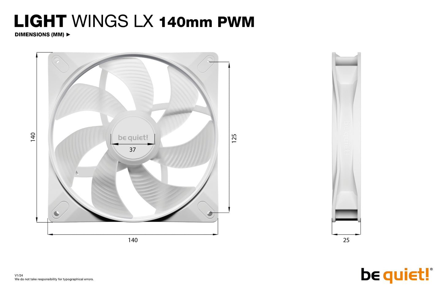 be quiet! LIGHT WINGS LX 140mm PWM 3-Pack White Computer case Fan 14 cm 3 pc(s) Cooling