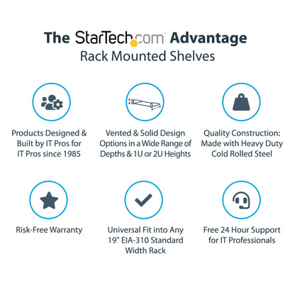 StarTech.com 2U Server Rack Shelf - Universal Vented Rack Mount Cantilever Tray for (BSHELFV)