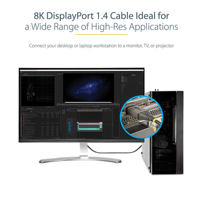 StarTech.com 10ft (3m) VESA Certified DisplayPort 1.4 Cable - 8K 60Hz HDR10 - Ultra