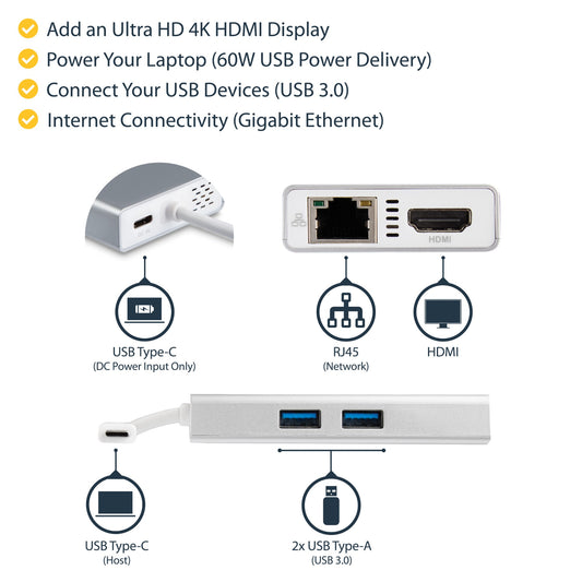 StarTech.com Multiport Adapter Travel USB-C Docking Station 60W