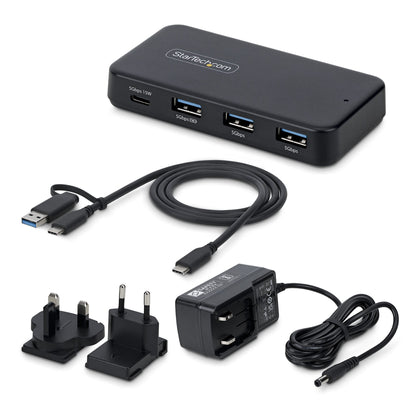 StarTech.com 4-Port USB-C and USB-A Hub, 5Gbps, Self-Powered, 2-in-1 USB-C and USB-A