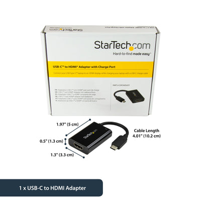 StarTech.com USB C to HDMI 2.0 Adapter with Power Delivery - 4K 60Hz USB Type-C to Hub