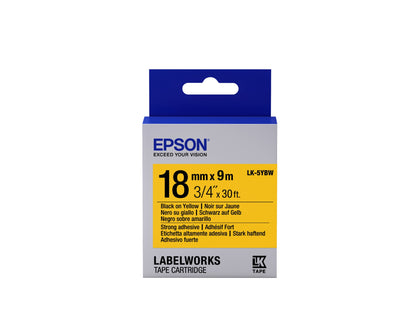 Epson C53S655010/LK-5YBW Ribbon black on yellow extra adhesive 18mm x 9m for Epson Labels