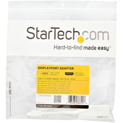 StarTech.com USB-C to HDMI Adapter - White - 4K 60Hz Hub
