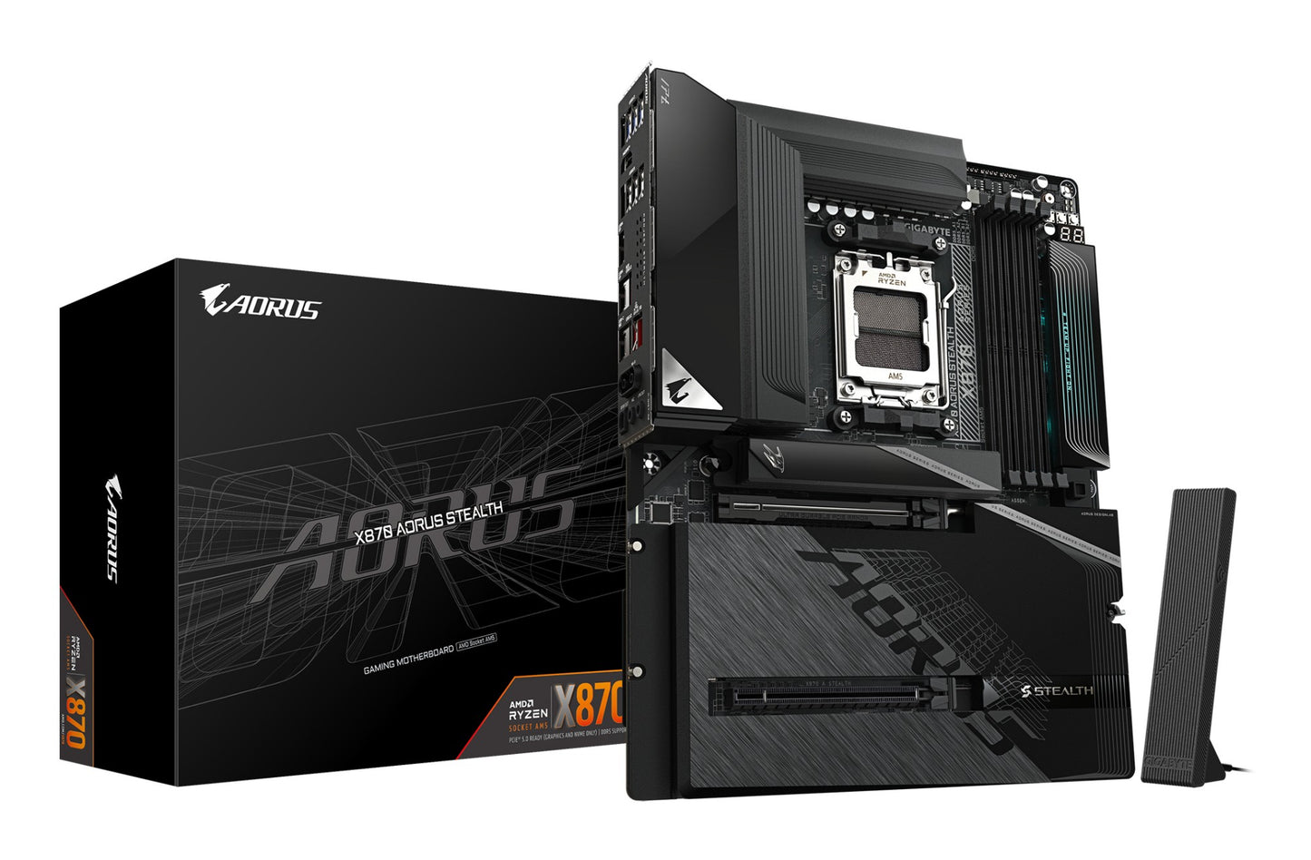 Gigabyte X870 AORUS STEALTH Motherboard - Supports AMD Ryzen 9000 CPUs, 16+2+2