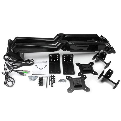 StarTech.com Desk Mount Dual Monitor Arm with USB & Audio, Desk Clamp VESA Mount for (Black)