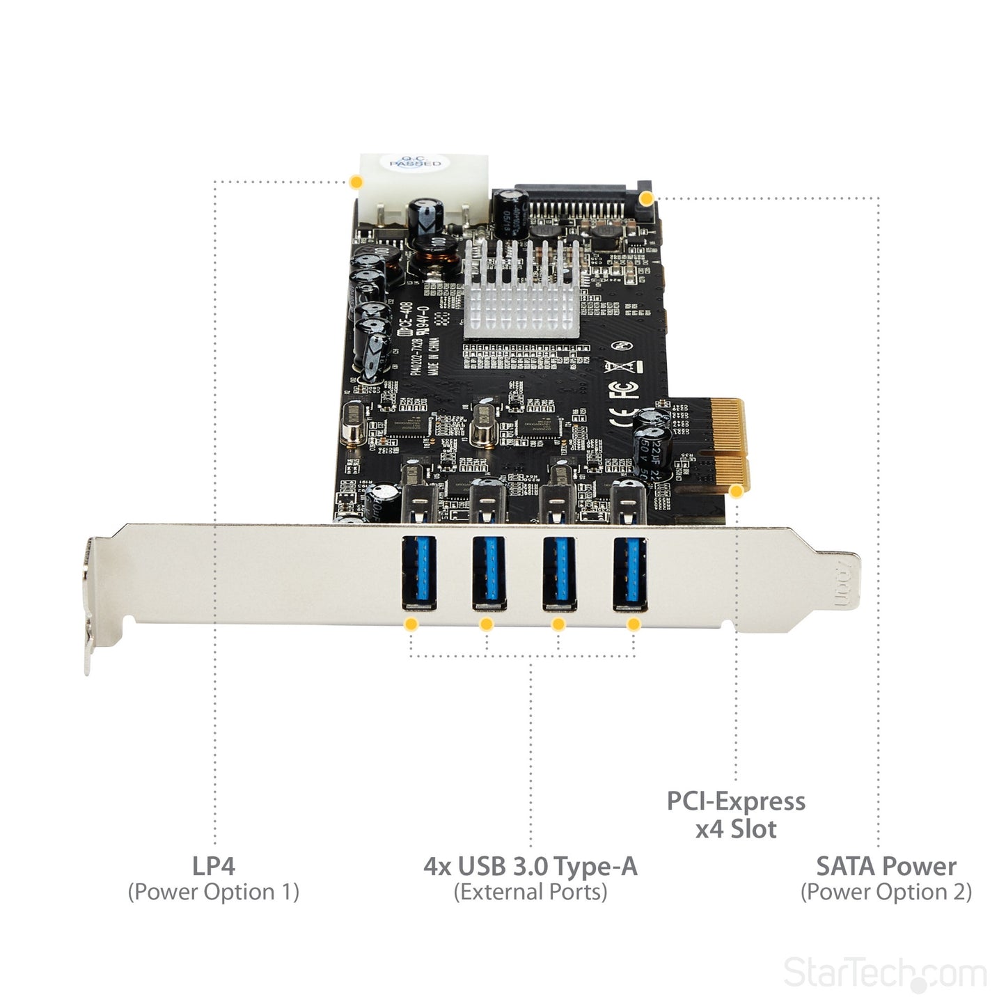 StarTech.com 4 Port USB 3.0 PCIe Card w/ 4 Dedicated 5Gbps Channels (USB 3.2 Gen 1) Hub