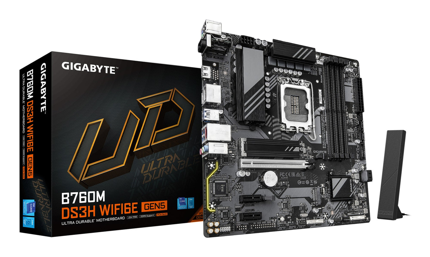 Gigabyte B760M DS3H WIFI6E GEN5 Motherboard - Supports Intel Core 14th Gen CPUs