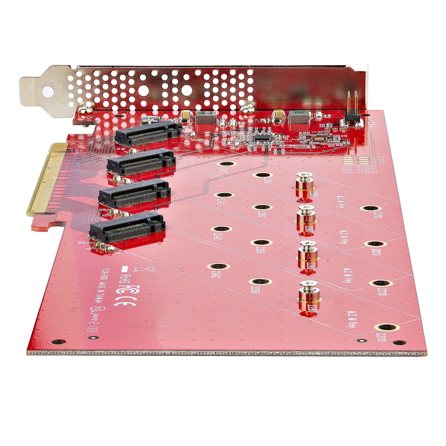StarTech.com Quad M.2 PCIe Adapter Card, PCIe x16 to Quad NVMe or AHCI M.2 SSDs, PCI Hub