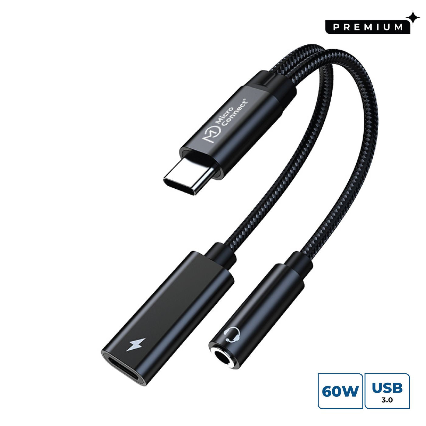 Microconnect MC-USBC-AUDIOCF video cable adapter 0.13 m USB Type-C Black