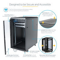 StarTech.com 18U Enterprise-Grade Flat Pack Server Rack Cabinet, 19in Enclosed