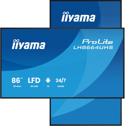 iiyama LH8664UHS-B3AG Signage Display Digital signage flat panel 2.17 m 4K UHD IPS Monitor